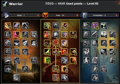 wow fury warrior talents leveling